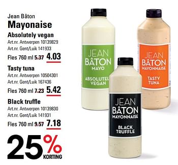Promoties Mayonaise absolutely vegan - Jean Bâton - Geldig van 06/06/2024 tot 24/06/2024 bij Sligro