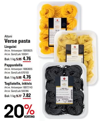 Promoties Verse pasta linguini - Altoni - Geldig van 06/06/2024 tot 24/06/2024 bij Sligro