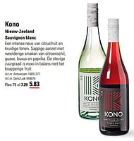 Promoties Kono sauvignon blanc - Witte wijnen - Geldig van 06/06/2024 tot 24/06/2024 bij Sligro