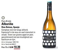 Promoties Paco + lola albariño - Witte wijnen - Geldig van 06/06/2024 tot 24/06/2024 bij Sligro