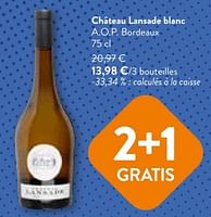 Promotions Château lansade blanc a.o.p. bordeaux - Vins blancs - Valide de 05/06/2024 à 18/06/2024 chez OKay