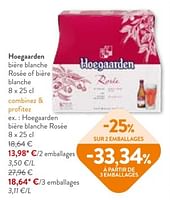 Promotions Hoegaarden biere blanche rosée - Hoegaarden - Valide de 05/06/2024 à 18/06/2024 chez OKay