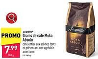 Promotions Grains de café moka absolu - JACQMOTTE - Valide de 21/06/2024 à 23/06/2024 chez Aldi
