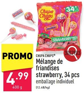 Promotions Mélange de friandises strawberry - Chupa Chups - Valide de 21/06/2024 à 23/06/2024 chez Aldi
