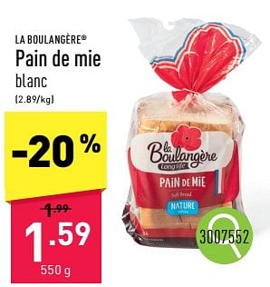 Promotions Pain de mie - La Boulangère - Valide de 21/06/2024 à 23/06/2024 chez Aldi