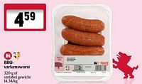 Promoties Bbq varkensworst - Huismerk - Delhaize - Geldig van 13/06/2024 tot 19/06/2024 bij Delhaize