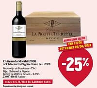 Promoties Château la pigotte terre feu 2019 - Rode wijnen - Geldig van 13/06/2024 tot 19/06/2024 bij Delhaize