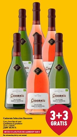 Promoties Codorníu selección raventós cava, brut bio of rosé - Schuimwijnen - Geldig van 13/06/2024 tot 19/06/2024 bij Delhaize