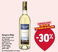Promoties Kangaroo ridge witte wijn, chardonnay - Witte wijnen - Geldig van 13/06/2024 tot 19/06/2024 bij Delhaize