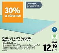 Promotions Plaque de plâtre hydrofuge gyproc épaisseur - Gyproc - Valide de 05/06/2024 à 18/06/2024 chez Gamma