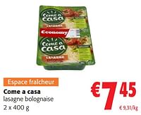 Promotions Come a casa lasagne bolognaise - Come a Casa - Valide de 05/06/2024 à 18/06/2024 chez Colruyt
