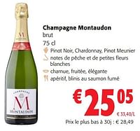 Promotions Champagne montaudon brut - Champagne - Valide de 05/06/2024 à 18/06/2024 chez Colruyt