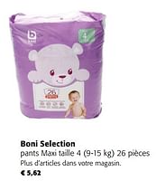 Promotions Boni selection pants maxi taille 4 - Boni - Valide de 05/06/2024 à 18/06/2024 chez Colruyt