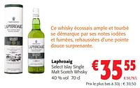 Promotions Laphroaig select islay single malt scotch whisky - Laphroaig - Valide de 05/06/2024 à 18/06/2024 chez Colruyt