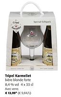 Promotions Tripel karmeliet bière blonde forte - TRipel Karmeliet - Valide de 05/06/2024 à 18/06/2024 chez Colruyt