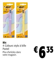 Promotions Bic 4 colours stylo à bille pastel - BIC - Valide de 05/06/2024 à 18/06/2024 chez Colruyt