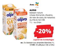Promotions Boisson aux amandes blanches - Alpro - Valide de 06/06/2024 à 19/06/2024 chez Spar (Colruytgroup)