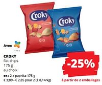 Promotions Croky flat chips paprika - Croky - Valide de 06/06/2024 à 19/06/2024 chez Spar (Colruytgroup)