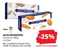 Promotions Gaufres au beurre - Jules Destrooper - Valide de 06/06/2024 à 19/06/2024 chez Spar (Colruytgroup)