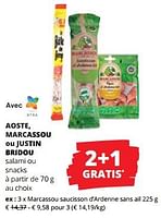 Promotions Marcassou saucisson d’ardenne sans ail - Marcassou - Valide de 06/06/2024 à 19/06/2024 chez Spar (Colruytgroup)