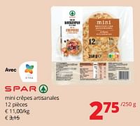 Promotions Mini crêpes artisanales - Spar - Valide de 06/06/2024 à 19/06/2024 chez Spar (Colruytgroup)