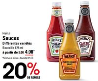 Promotions Sauces - Heinz - Valide de 06/06/2024 à 24/06/2024 chez Sligro
