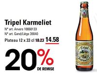 Promotions Tripel karmeliet - TRipel Karmeliet - Valide de 06/06/2024 à 24/06/2024 chez Sligro