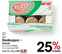 Promotions Hamburgers - Kern - Valide de 06/06/2024 à 24/06/2024 chez Sligro