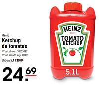 Promotions Ketchup de tomates - Heinz - Valide de 06/06/2024 à 24/06/2024 chez Sligro