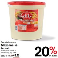 Promotions Mayonnaise - Devos Lemmens - Valide de 06/06/2024 à 24/06/2024 chez Sligro