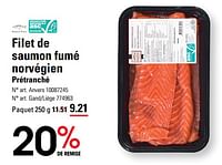 Promotions Filet de saumon fumé norvégien - Smit Vis - Valide de 06/06/2024 à 24/06/2024 chez Sligro