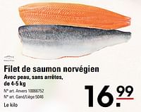 Promotions Filet de saumon norvégien - Smit Vis - Valide de 06/06/2024 à 24/06/2024 chez Sligro