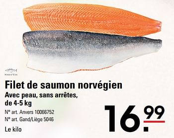 Promotions Filet de saumon norvégien - Smit Vis - Valide de 06/06/2024 à 24/06/2024 chez Sligro