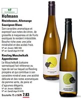Promotions Hofmann rheinhessen, allemange sauvignon blanc - Vins blancs - Valide de 06/06/2024 à 24/06/2024 chez Sligro