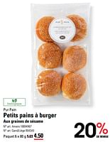 Promotions Petits pains à burger aux graines de sésame - Pur Pain - Valide de 06/06/2024 à 24/06/2024 chez Sligro