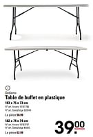 Promotions Table de buffet en plastique - Sediamo - Valide de 06/06/2024 à 24/06/2024 chez Sligro
