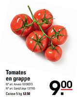 Promotions Tomates en grappe - Produit Maison - Sligro - Valide de 06/06/2024 à 24/06/2024 chez Sligro