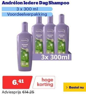 Promoties Andrélon iedere dag shampoo - Andrelon - Geldig van 10/06/2024 tot 16/06/2024 bij Bol.com
