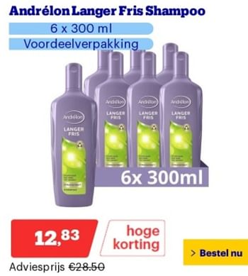 Promoties Andrélon langer fris shampoo - Andrelon - Geldig van 10/06/2024 tot 16/06/2024 bij Bol.com