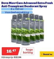 Promoties Dove men+care advanced extra fresh anti-transpirant deodorant spray - Dove - Geldig van 10/06/2024 tot 16/06/2024 bij Bol.com
