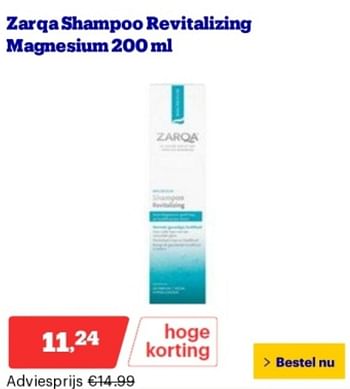 Promoties Zarqa shampoo revitalizing magnesium - Zarqa - Geldig van 10/06/2024 tot 16/06/2024 bij Bol.com