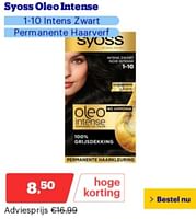 Promoties Syoss oleo intense 1-10 intens zwart permanente haarverf - Syoss - Geldig van 10/06/2024 tot 16/06/2024 bij Bol.com