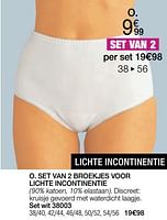 Promoties Set van 2 broekjes voor lichte incontinentie - Huismerk - Damart - Geldig van 01/06/2024 tot 16/06/2024 bij Damart