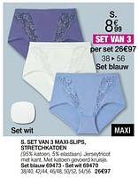 Promoties Set van 3 maxi-slips stretchkatoen - Huismerk - Damart - Geldig van 01/06/2024 tot 16/06/2024 bij Damart