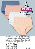 Promoties Set van 4 maxi-slips in ribtricot - Huismerk - Damart - Geldig van 01/06/2024 tot 16/06/2024 bij Damart