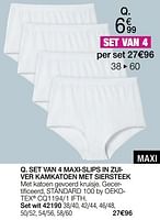 Promoties Set van 4 maxi-slips in zuiver kamkatoen met siersteek - Huismerk - Damart - Geldig van 01/06/2024 tot 16/06/2024 bij Damart