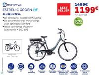 Promoties Minerva lektrische fietsen estrel-c groen - Minerva - Geldig van 05/06/2024 tot 20/08/2024 bij Auto 5