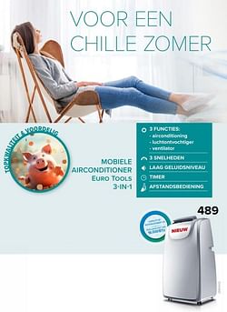 Mobiele airconditioner euro tools 3-in-1 16000btu