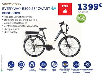 Promoties Wayscralk elektrische fietsen everyway e300 28`` zwart - Wayscrall - Geldig van 05/06/2024 tot 20/08/2024 bij Auto 5