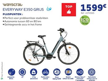 Promoties Wayscrall elektrische fietsen everyway e350 grijs - Wayscrall - Geldig van 05/06/2024 tot 20/08/2024 bij Auto 5